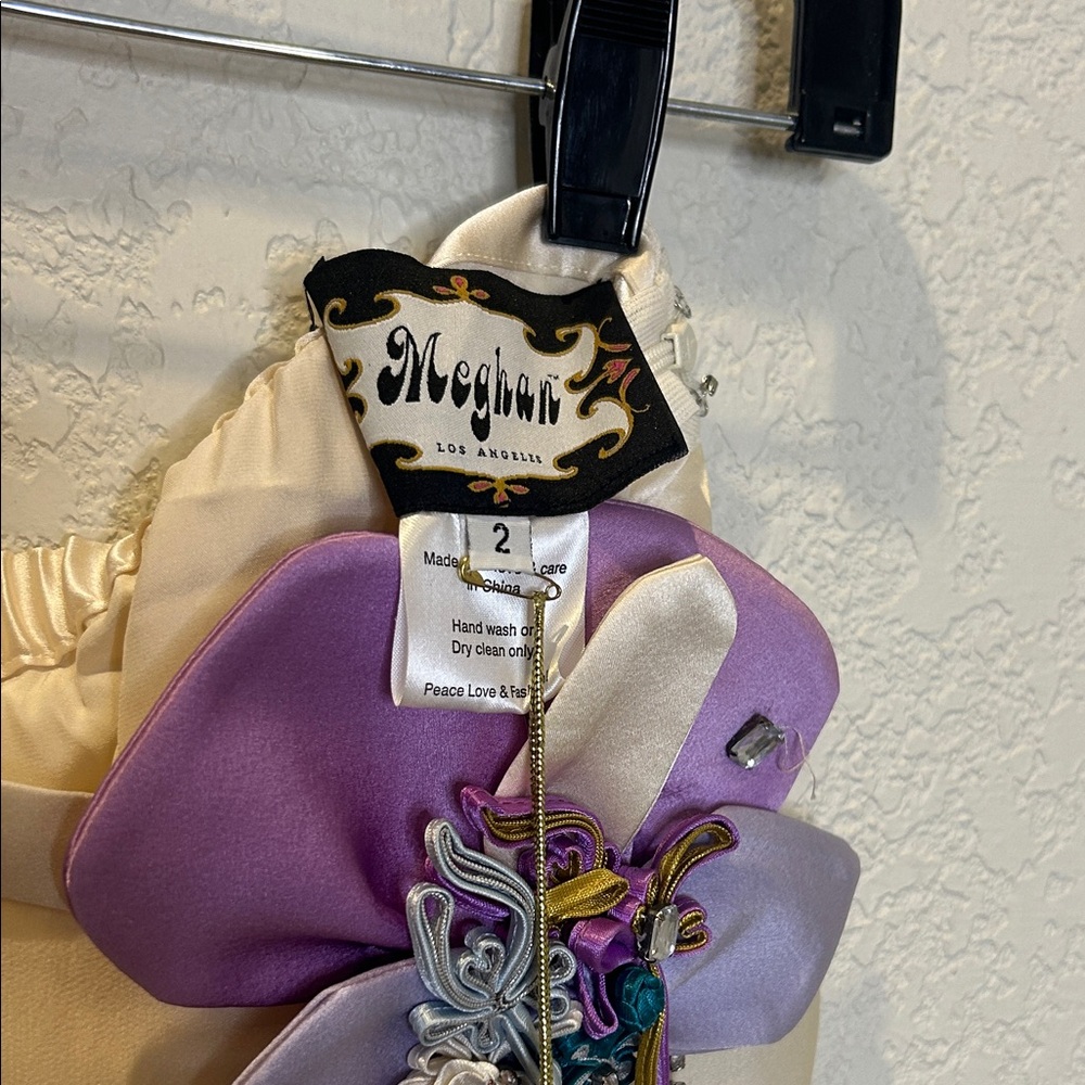 Meghan Silk Skirt with Purple Floral Accent - Picture 2 of 6